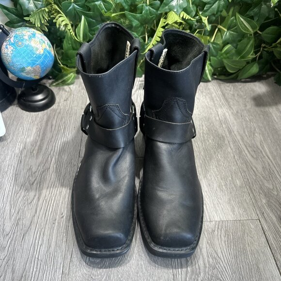 Vtg Men’s Durango Black Leather Harness 10.5 EE Ankle Engineer Boots Square Toe - Picture 2 of 12